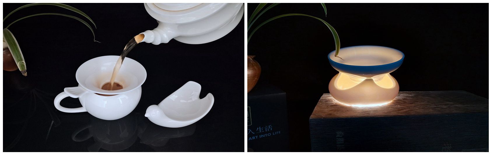 白瓷茶器：小鳥茶漏和三角茶漏，氣質(zhì)典雅脫俗，非常具有現(xiàn)代氣息